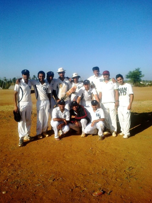 Standing (L to R): Gaurav, Shoukath, Gautam R, Bhadresh, Jobin (VC), Kaustubh (C), Goutham, Yugank (WK), SumitSquatting (L to R): Bhargav, Dinesh, Jugpreet